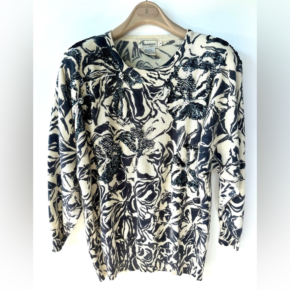 EUC Spanner Sequin Angora & Lambswool long sweater, size M